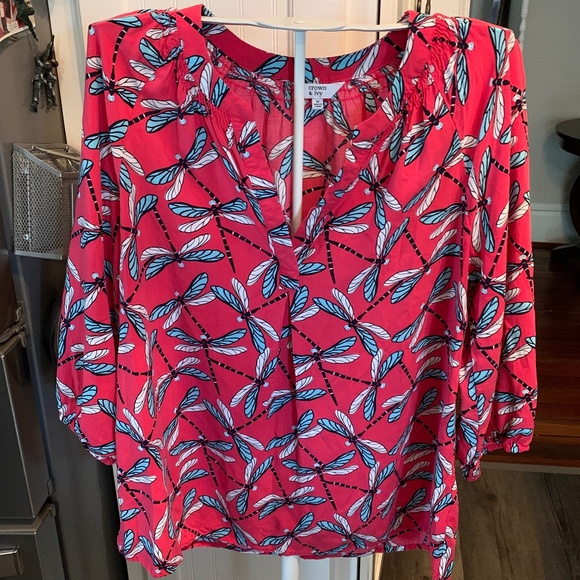 Crown&ivy dragonfly 3/4 sleeve blouse. Never worn - Picture 1 of 4